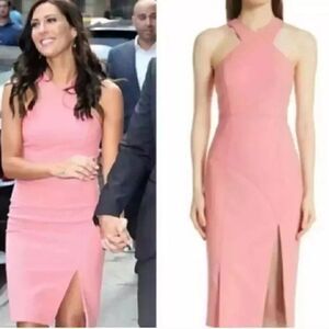Cinq a Sept Melina Halter Cutaway Midi Pink Dress Size 0